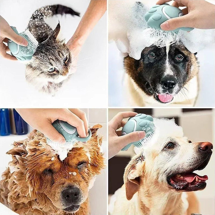Silicone Bathing Brush Multifunctional Pet Hair Washing Brush Massage Scrubber - Yellow