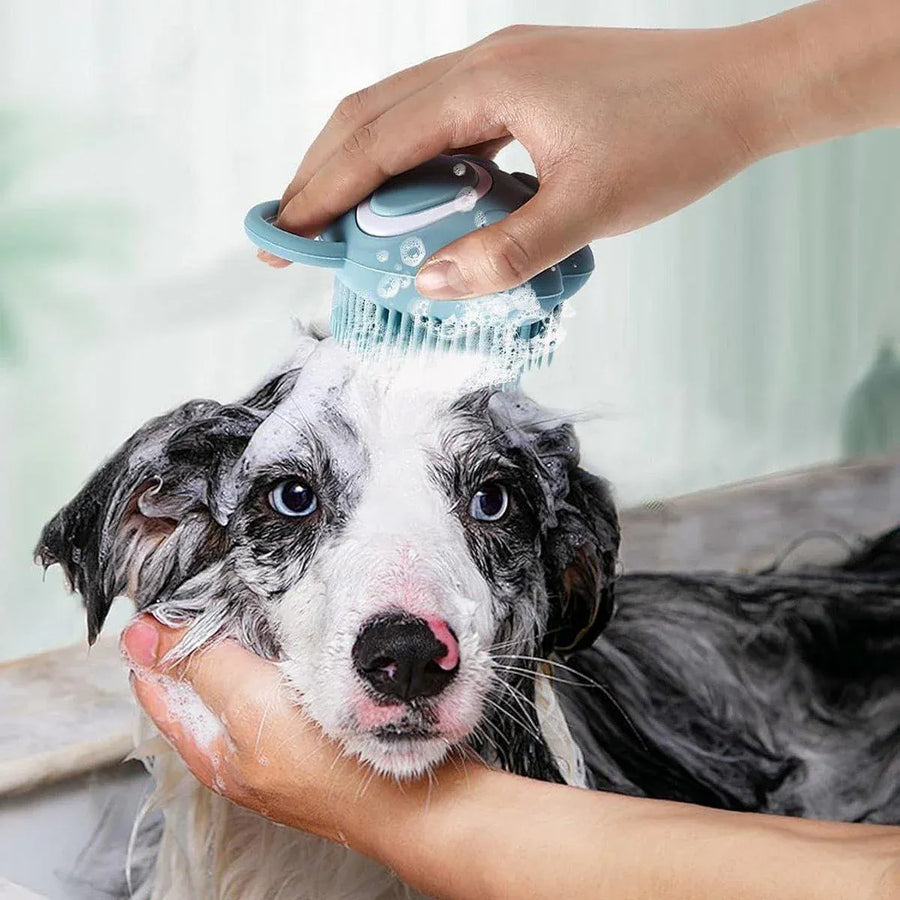 Silicone Bathing Brush Multifunctional Pet Hair Washing Brush Massage Scrubber - Yellow