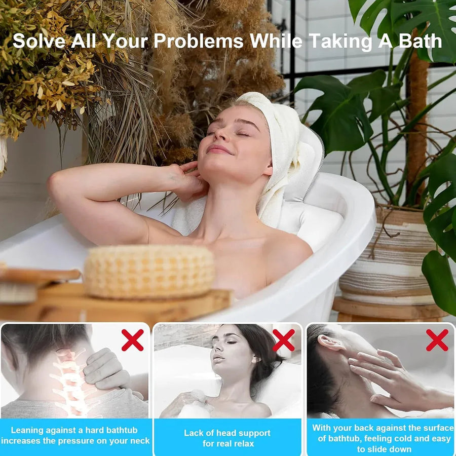 Bathtub Non Slip Comfort Pillow Soft Waterproof for Bathroom Spa