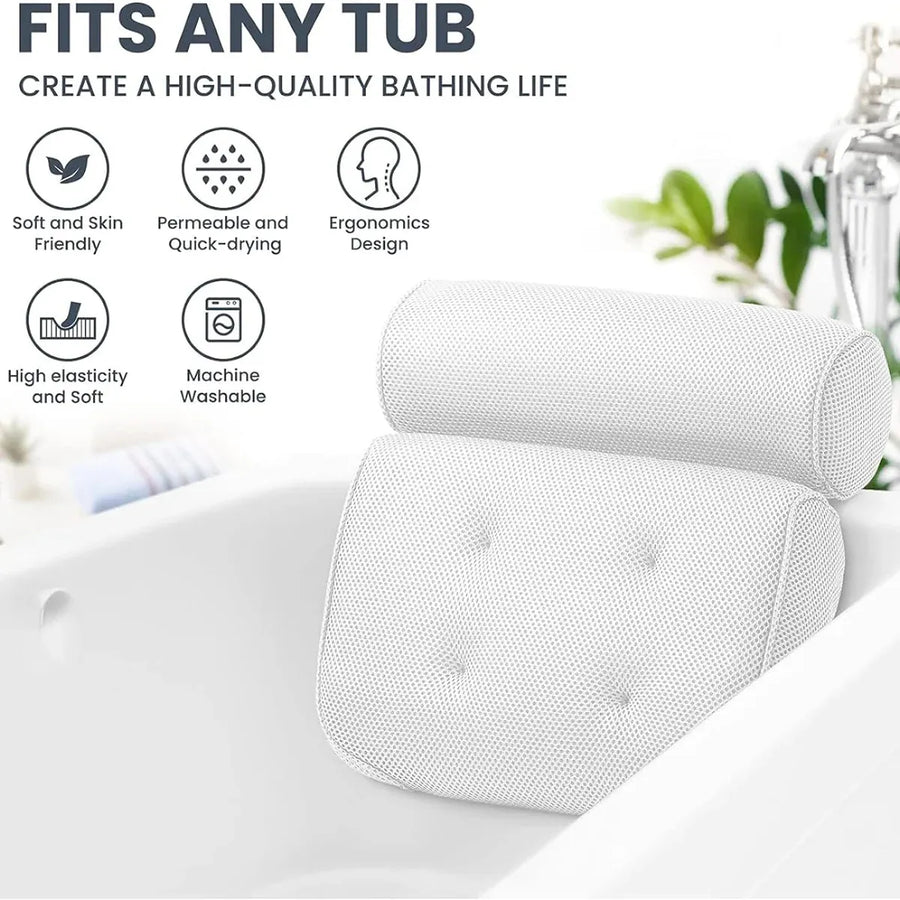 Bathtub Pillow Non-Slip for Bath Spa Shower Comfortable Water Resistant