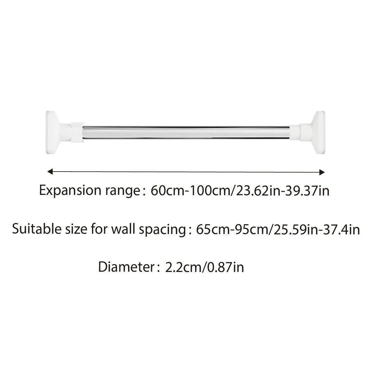 Adjustable Shower Curtain Tension Rod Extendable Closet Pole Rack for Bathroom
