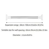 Adjustable Shower Curtain Tension Rod Extendable Closet Pole Rack for Bathroom - Side View