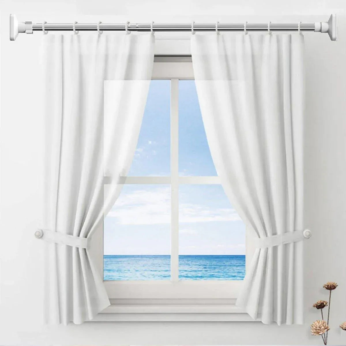 Adjustable Shower Curtain Tension Rod Extendable Closet Pole Rack for Bathroom
