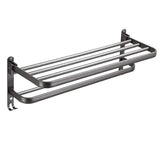 Grey Aluminum Towel Rack Punch-Free Bathroom Storage Towel Holder Home Organizer