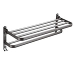 Grey Aluminum Towel Rack Punch-Free Bathroom Storage Towel Holder Home Organizer