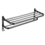 Grey Aluminum Towel Rack Punch-Free Bathroom Storage Towel Holder Home Organizer - Front View