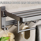 Grey Aluminum Towel Rack Punch-Free Bathroom Storage Towel Holder Home Organizer - 45-Degree Angle