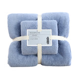 Coral Velvet Towel Set Bath Towels Soft Absorbent Quick Dry Face Hand Cloth Home - Blue