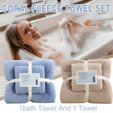 Coral Velvet Towel Set Bath Towels Soft Absorbent Quick Dry Face Hand Cloth Home - Blue - Front View