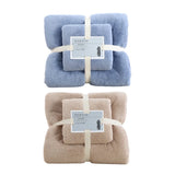 Coral Velvet Towel Set Bath Towels Soft Absorbent Quick Dry Face Hand Cloth Home - Blue - Side View