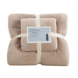 Coral Velvet Towel Set Bath Towels Soft Absorbent Quick Dry Face Hand Cloth Home - Brown - Close-Up Angle