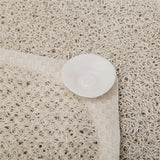 Anti Slip Shower Mat Loofah Surface Bath Rug 70x40cm White PVC Bathroom Carpet - Top-Down View