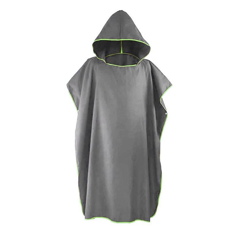 Adult Changing Robe Towel Bath Hooded Quick Dry Beach Towel Poncho Bathrobe - Grey