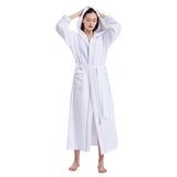 Hotel Bathrobe Waffle Hooded Robe Soft Absorbent for Men and Women Unisex Towels - Front View