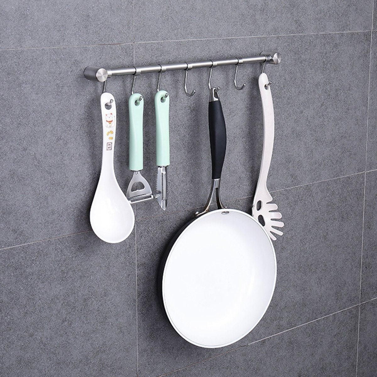 2PCS 304 Stainless Steel Bathroom Towel Hook Wall Mounted Clothes Kitchen Hanger