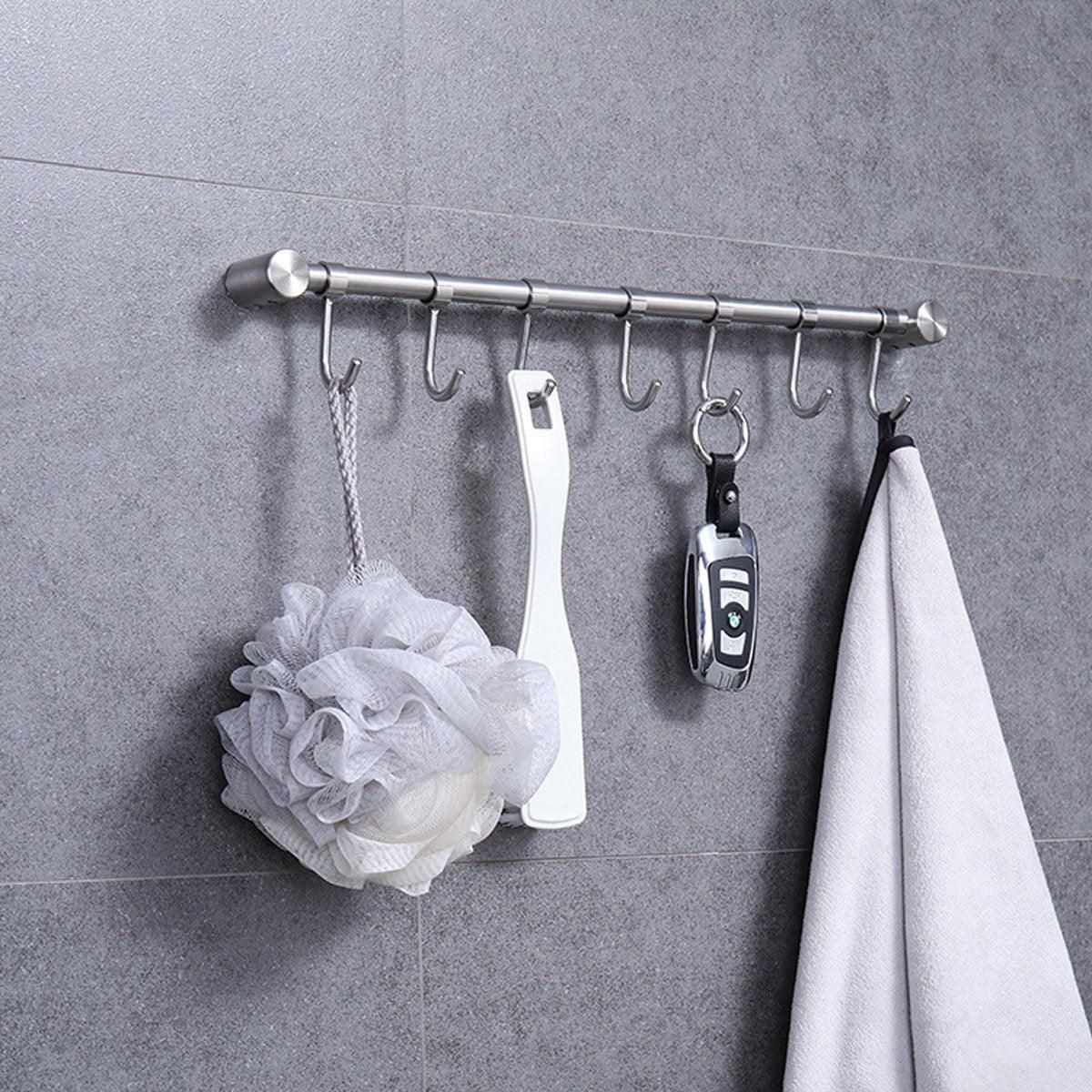 2PCS 304 Stainless Steel Bathroom Towel Hook Wall Mounted Clothes Kitchen Hanger