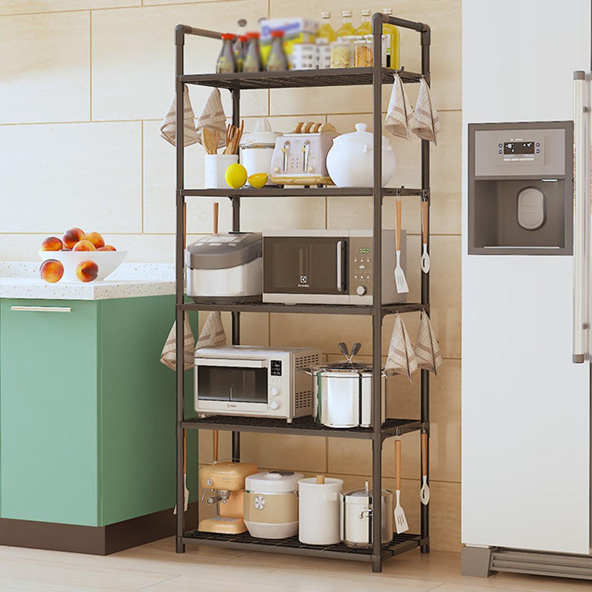5Tiers Pot Storage Rack Pan Stand Saucepan Holder Cookware Organizer for Kitchen - White