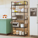 5Tiers Pot Storage Rack Pan Stand Saucepan Holder Cookware Organizer for Kitchen - White - Top-Down View