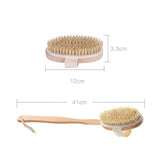 Long Handle Wooden Back Brush with Natural Bristles for Shower and Bath