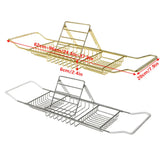 Bathtub Rack Bathroom Storage Shelf Telescopic Adjustable Organiser Tray Home - Silver - Top-Down View