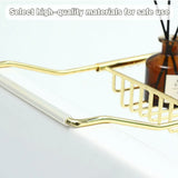 Bathtub Rack Bathroom Storage Shelf Telescopic Adjustable Organiser Tray Home - Silver - Rear View