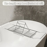 Bathtub Rack Bathroom Storage Shelf Telescopic Adjustable Organiser Tray Home - Silver - Extra Image