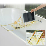 Bathtub Rack Bathroom Storage Shelf Telescopic Adjustable Organiser Tray Home - Silver - Extra Image