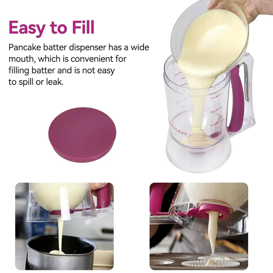 Batter Dispenser Measuring Cup Funnel Cake Cupcake Pancake Baking Tool - Purple