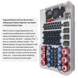 93 Slot Battery Storage Organizer Holder with Tester-Battery Caddy Rack Case Box - Top-Down View