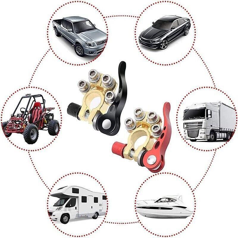 Heavy Duty Car Battery Terminal Clamp 2PCS Quick Release Brass Connector