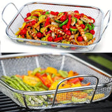 Stainless Steel Square Barbecue Basket Multifunctional Tray Grilling Vegetables - Top-Down View