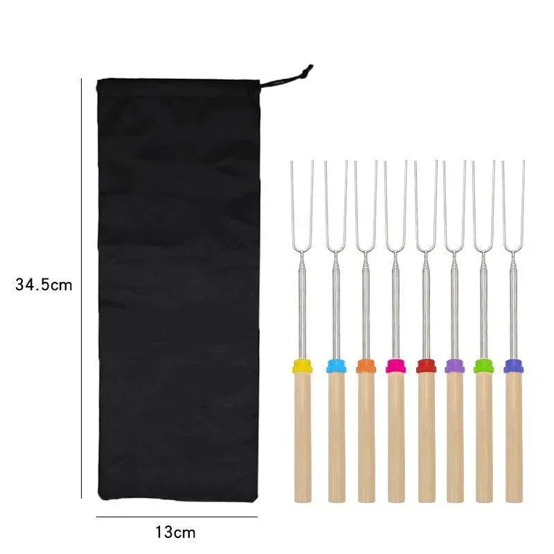 Marshmallow Roasting Sticks Extendable BBQ Forks for Campfire Barbecue Fun 8PCS