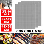 3/6/10PCS Non-Stick BBQ Grill Mat Mesh Liner Cooking Barbecue Sheet Baking Pad - 40X30cm-10PCS