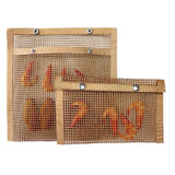 BBQ Mesh Grill Bag 27x22cm Non Stick Reusable Barbecue Grilling Basket Net - Copper - Side View