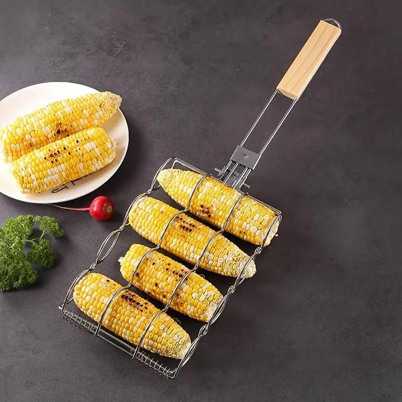 Folding Handle Corn Grill Clip Anti Scald Barbecue Tool for Home Outdoor Cooking