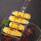 Folding Handle Corn Grill Clip Anti Scald Barbecue Tool for Home Outdoor Cooking - Low Angle