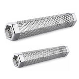 Hexagon Bbq Smoker Tube Stainless Steel Grill Accessory Smoking Box Long Lasting - 12Inch - Front View