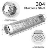 Hexagon Bbq Smoker Tube Stainless Steel Grill Accessory Smoking Box Long Lasting - 6Inch - Side View