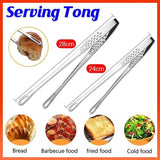 24/28Cm Stainless Steel Kitchen Grill Straight Tweezers Bbq Food Tongs Tools - 24CM - Front View