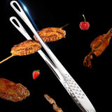 24/28Cm Stainless Steel Kitchen Grill Straight Tweezers Bbq Food Tongs Tools - 24CM - Top-Down View