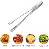 24/28Cm Stainless Steel Kitchen Grill Straight Tweezers Bbq Food Tongs Tools - 24CM - Close-Up Angle