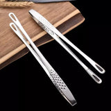 24/28Cm Stainless Steel Kitchen Grill Straight Tweezers Bbq Food Tongs Tools - 24CM - Low Angle