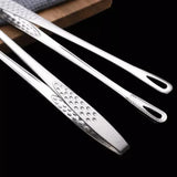 24/28Cm Stainless Steel Kitchen Grill Straight Tweezers Bbq Food Tongs Tools - 24CM - Extra Image