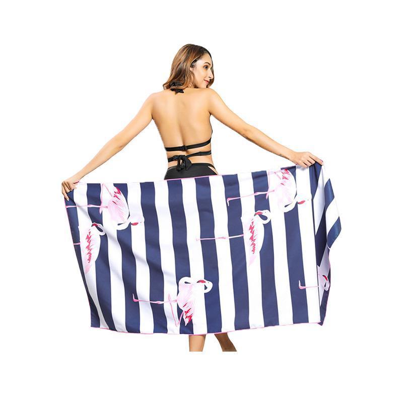 Sand Free XL Beach Towel + Bag Quick Dry Microfibre Compact Light Swimming - Blue zebra