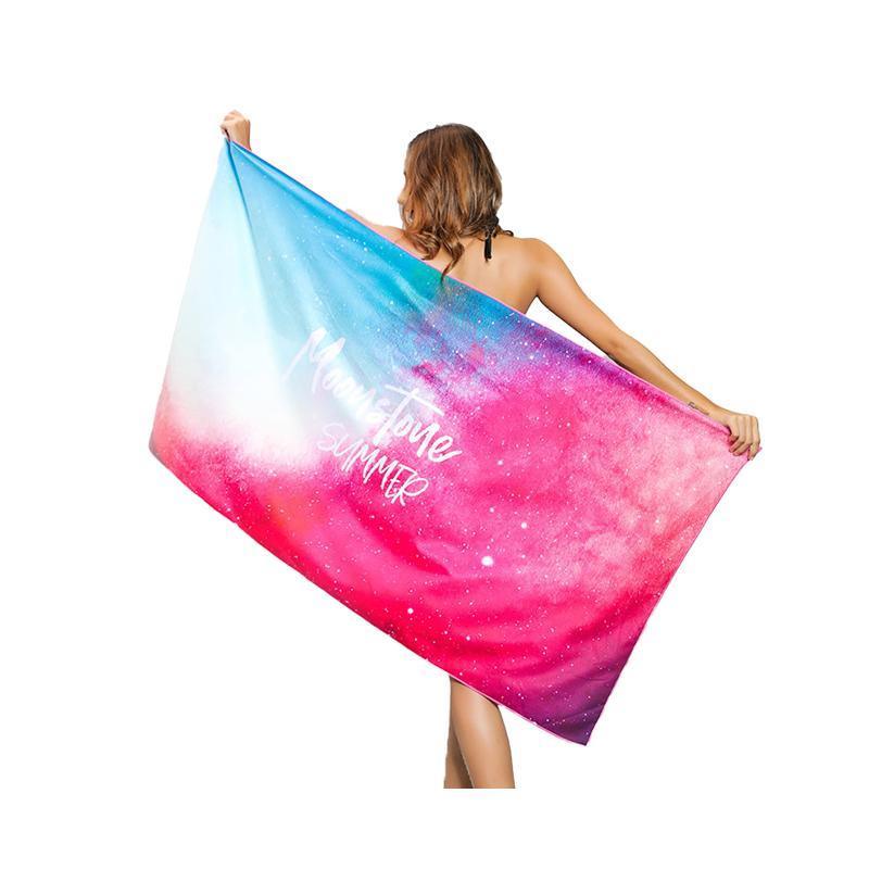 Sand Free XL Beach Towel + Bag Quick Dry Microfibre Compact Light Swimming - Colorful starry sky
