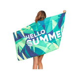 Sand Free XL Beach Towel + Bag Quick Dry Microfibre Compact Light Swimming - Pink flower leaf - Rear View