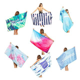 Sand Free XL Beach Towel + Bag Quick Dry Microfibre Compact Light Swimming - Stripe flamingo - Front View