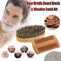 Boar Bristle Beard Brush & Wooden Comb Kit Beard Care Kit L Beard Grooming Kit