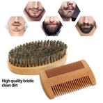 Boar Bristle Beard Brush & Wooden Comb Kit Beard Care Kit L Beard Grooming Kit