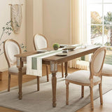 Cotton Linen Table Runner with Knot Tassel Bed End Towel Long Tablecloth Mat - Light brown - Front View